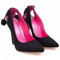 Pantofi femei elegant negru si fuxia
