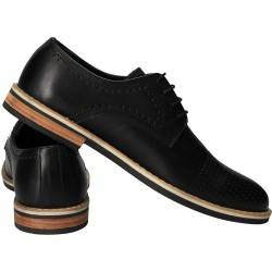 Pantofi negri, eleganti, pentru barbati, piele naturala, marca Da Vinci