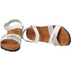 Sandale albe cu strasuri, Bellini, made in Italy