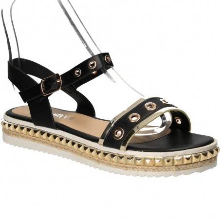 Sandale auriu cu negru, femei, marca Diamantique