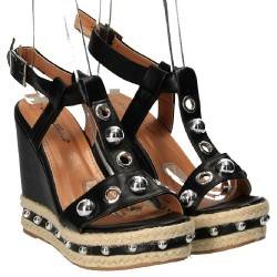 Sandale negre fashion, cu platforma, Sweet Shoes