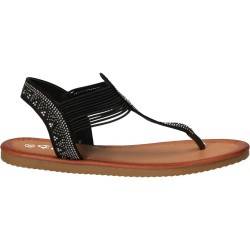 Sandale negre trendy, cu strasuri, Marca Flyfor