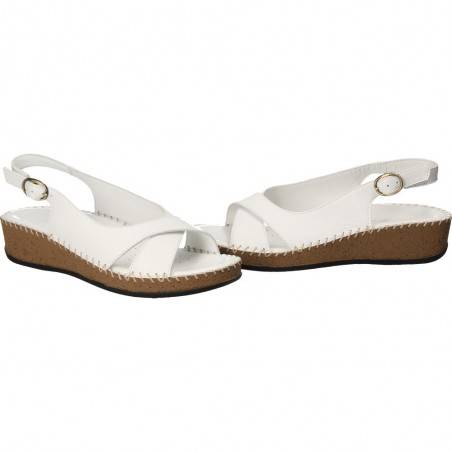 Sandale albe, din piele naturala, marca Donna Style
