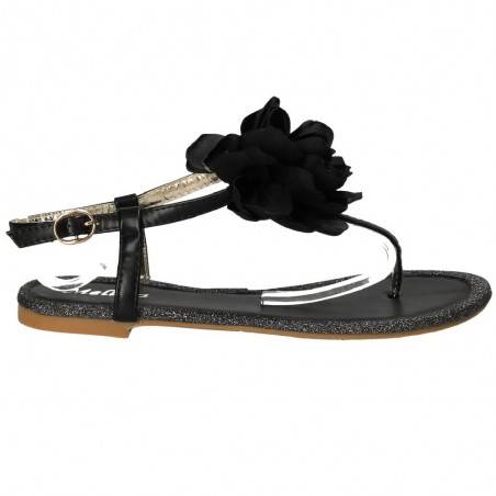 Sandale negre cu floare, trendy, marca Mellisa