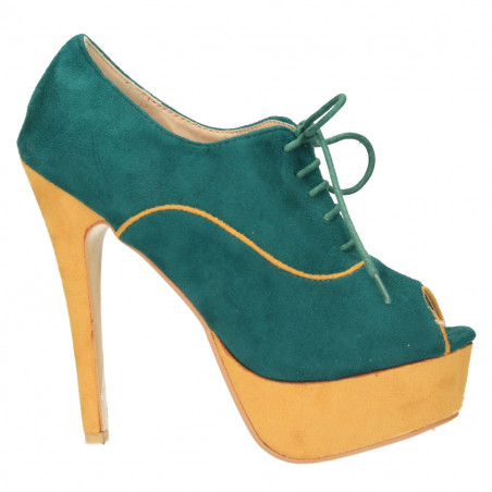 Pantofi femei, extravaganti, verde-galben
