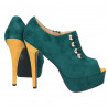 Pantofi femei, extravaganti, verzi cu capse