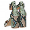 Pantofi de vara, cu imprimeu piele de sarpe, verzi
