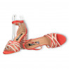 Sandale moderne, cu toc masiv, combinatie de culori rosu cu alb