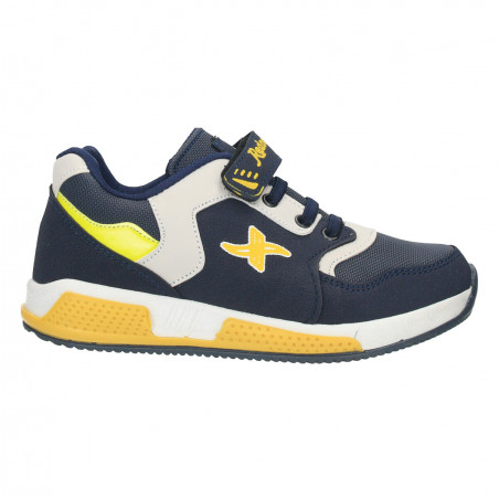 Sneakers copii, culori bleumarin cu galben