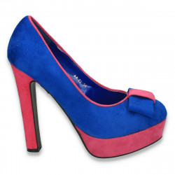 Pantofi dama glami, cu platforma si toc foarte inalt, albastru cu roz - LS5