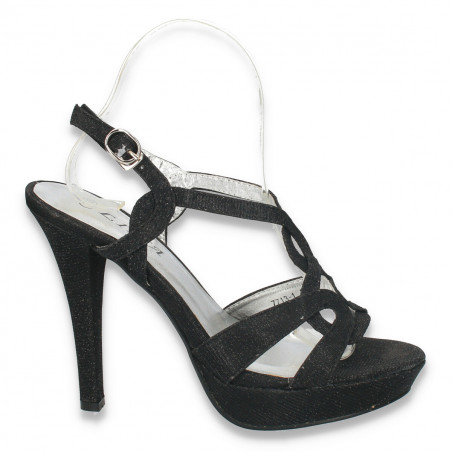Sandale elegante, cu toc si platforma, negre - LS140