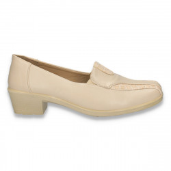 Pantofi model clasic, cu toc mic, pentru femei, bej - LS304