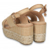Sandale dama cu platforma, din material textil, bej - W73