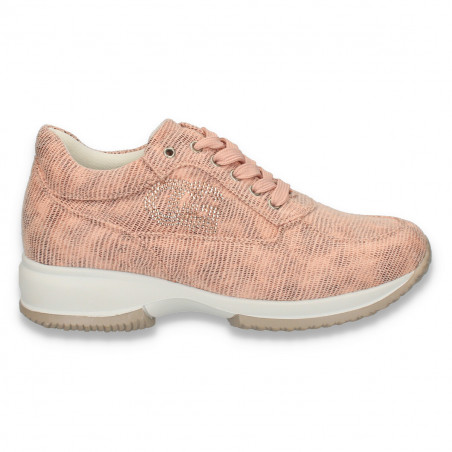 Sneakers dama, casual, imitatie velur, roz - W95