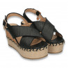 Sandale dama cu platforma, din material textil, negre - W99