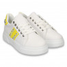 Sneakers dama casual, cu tinte, alb-galben - W111