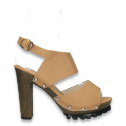 Sandale fashion, pentru dama, camel - LS407