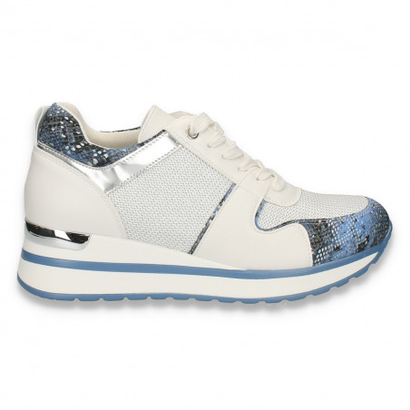Sneakers moderni, pentru femei, alb-albastru - W140