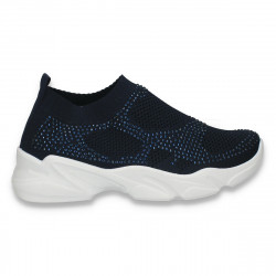 Sneakers slip on, dama, cu pietre, bleumarin - W141