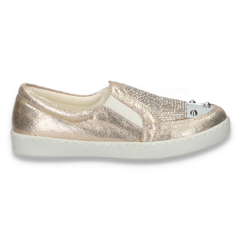 Pantofi glami pentru fete, cu strasuri, aurii - W203