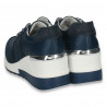 Pantofi casual dama, din piele, cu siret si perforatii, bleumarin - W220
