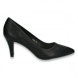 Pantofi stiletto, pentru dama, cu toc mic, negri - W290