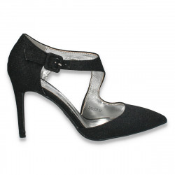 Pantofi eleganti, pentru dama, din lurex, negri - W292
