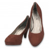 Pantofi dama din imitatie velur, cu toc mediu, maro - W303