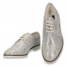 Pantofi dama din piele, stil masculin, argintii - W324
