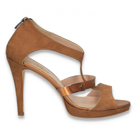 Sandale elegante, din piele, pentru femei, bronz - W342