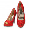 Pantofi decupati, pentru dama, din dantela, rosii - W356