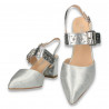 Pantofi cu varf ascutit si toc mic, argintii - W366