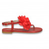 Sandale infradito, rosii, cu floare - W439