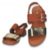 Sandale moderne pentru dama, cu talpa joasa, maro-auriu - W475