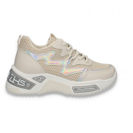 Sneakers trendy dama, cu talpa groasa, bej - W532