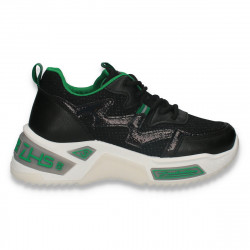 Sneakers trendy dama, cu talpa groasa, negri - W533