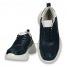 Pantofi sport dama, din piele si textil, cu talpa groasa, bleumarin - W546