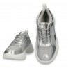 Pantofi sport dama, din piele si textil, cu talpa groasa, bleumarin - W547