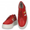 Pantofi sport-casual pentru femei, din piele, cu talpa groasa, rosii - W550