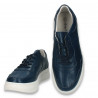Pantofi casual pentru femei, din piele, cu talpa groasa, bleumarin - W554