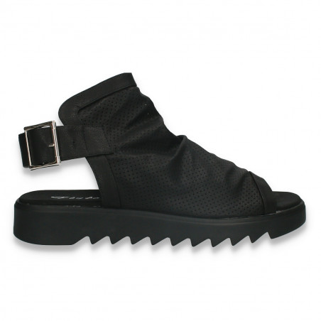 Sandale fashion, cu perforatii, negre - W570