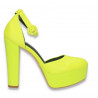 Pantofi femei extravaganti, cu toc inalt, verde neon - W573