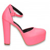 Pantofi femei extravaganti, cu toc inalt, roz neon - W574