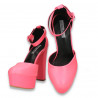 Pantofi femei extravaganti, cu toc inalt, roz neon - W574