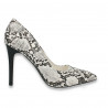 Pantofi stiletto, cu toc inalt, alb-negru, animal print - W607