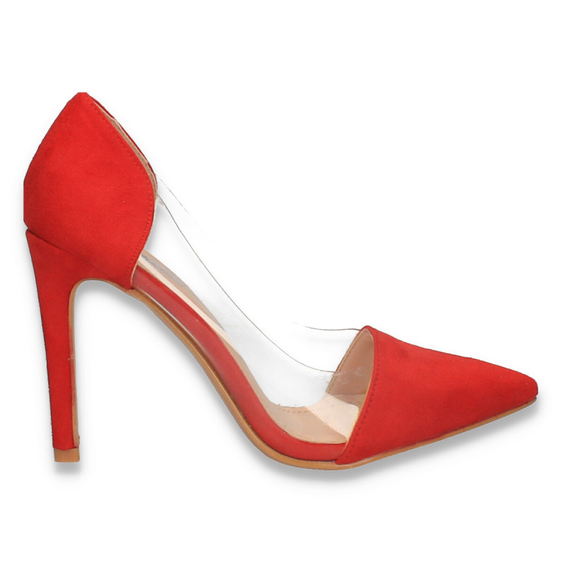 Pantofi stiletto, cu insertii de silicon, rosii - W612