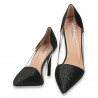 Pantofi stiletto, cu insertii de silicon, negri cu glitter - W616