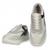 Sneakers casual pentru femei, din piele+textil, alb-negru-gri - W656