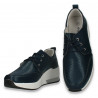 Sneakers casual pentru femei, cu perforatii, din piele, bleumarin - W661
