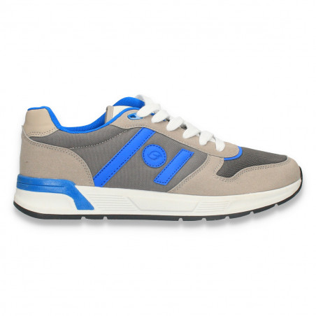 Sneakers pentru barbati, din material textil, gri-albastru - W671